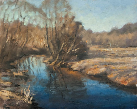 Marta novakare pie Misas. March Evening at Misa River.