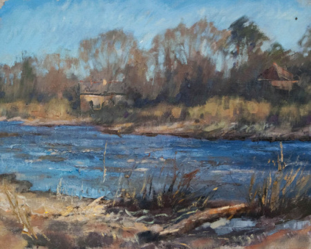 Ogre martā. Ogre river in March.